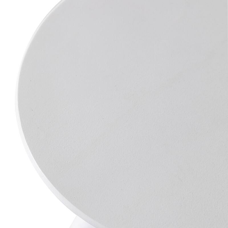 Alt View 4. LeisureMod - Elsie 18" Fiberstone Side Table, Powder-Coated Round Modern Indoor/Outdoor Table - White.