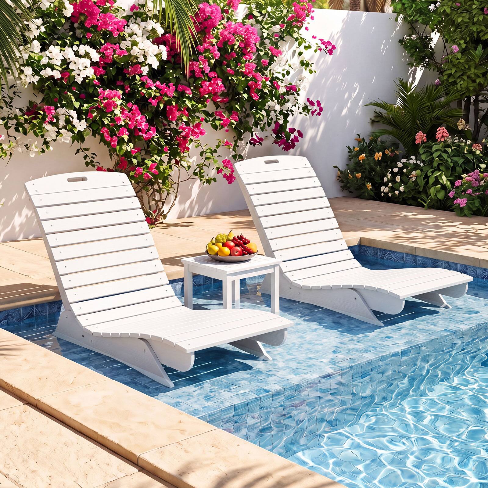 Alt View 3. Costway - Costway 2 PCS HDPE In-Pool Lounge Chair for 5.5"-8.5" Water Depth Anti-Float for Poolside - White.