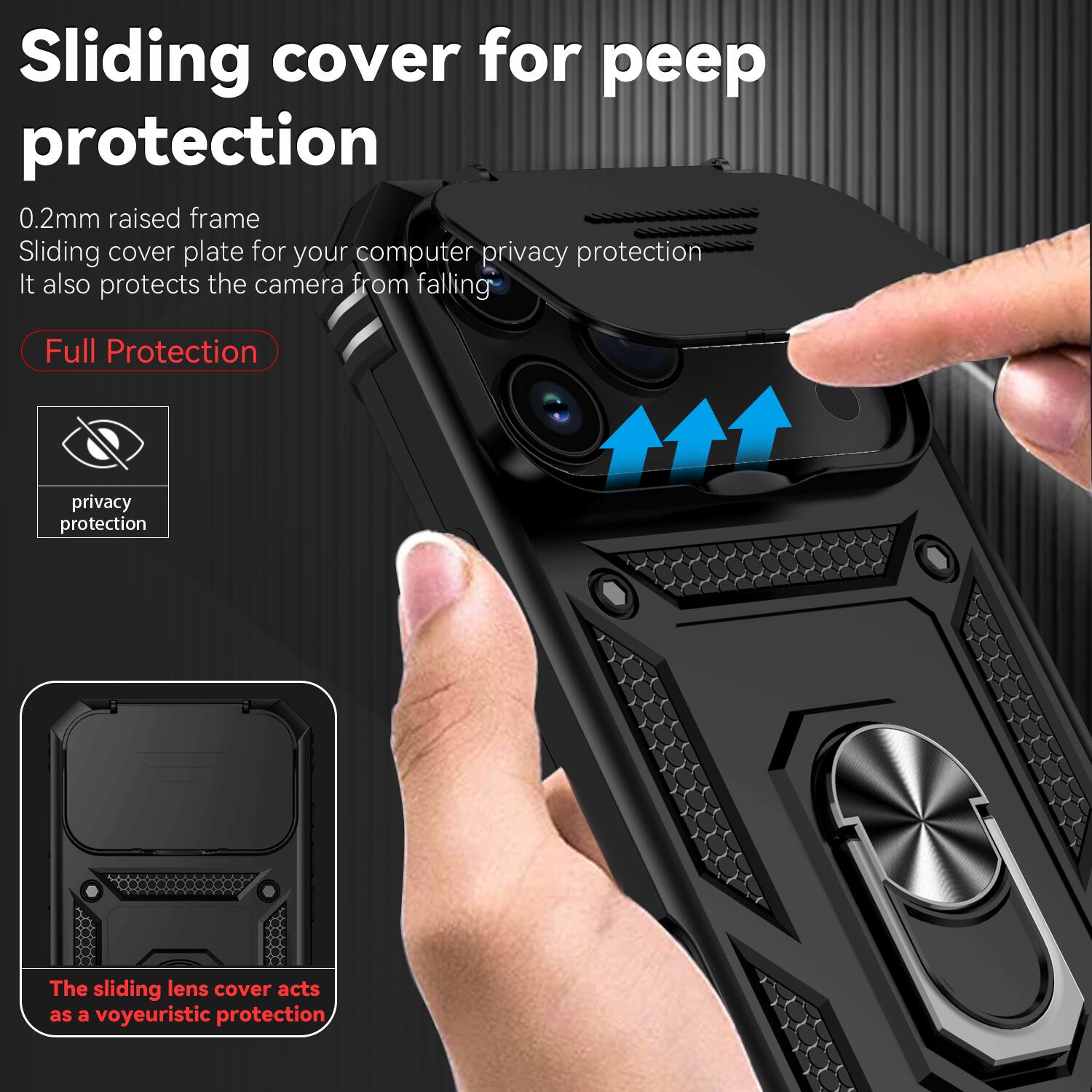Dteck Rotatable Ring Kickstand Case for Apple iPhone 17 Pro Max, Heavy ...