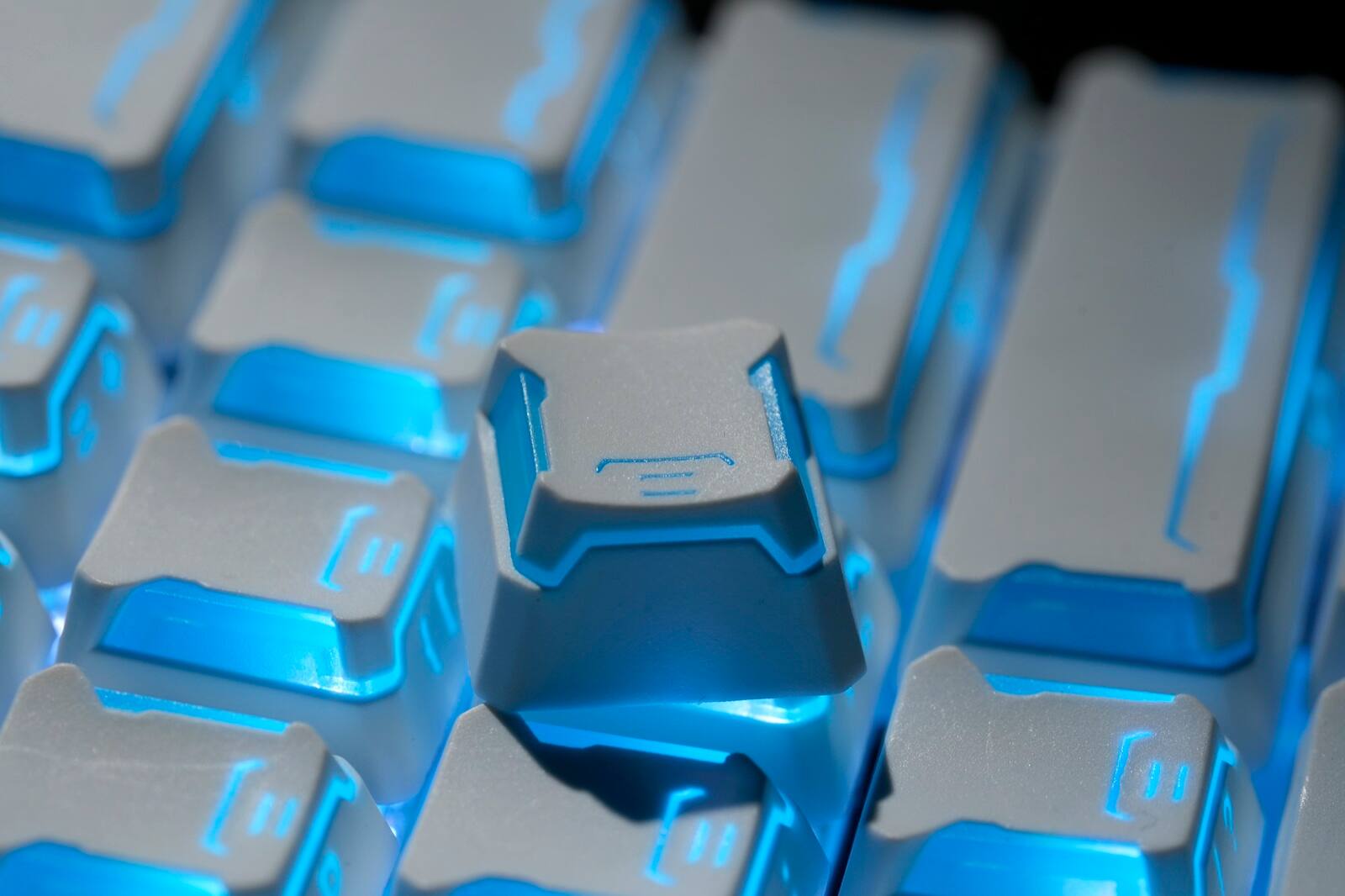 Alt View 3. Womier - Double Shot PBT Keycaps Set, Shine Through Custom Keys for All US Layout Cherry Mx Switch Mechanical Keyboard - White-blue.