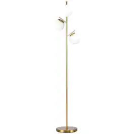 Homcom - Modern 3-Light Floor Lamp for Living Room, Tree Standing Lamp with Globe Lampshades - Gold tone, white