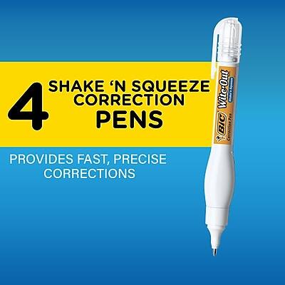 4 Shake 'N Squeeze Correction Pens  
Wite-Out  
BIC  
Provides Fast, Precise Corrections