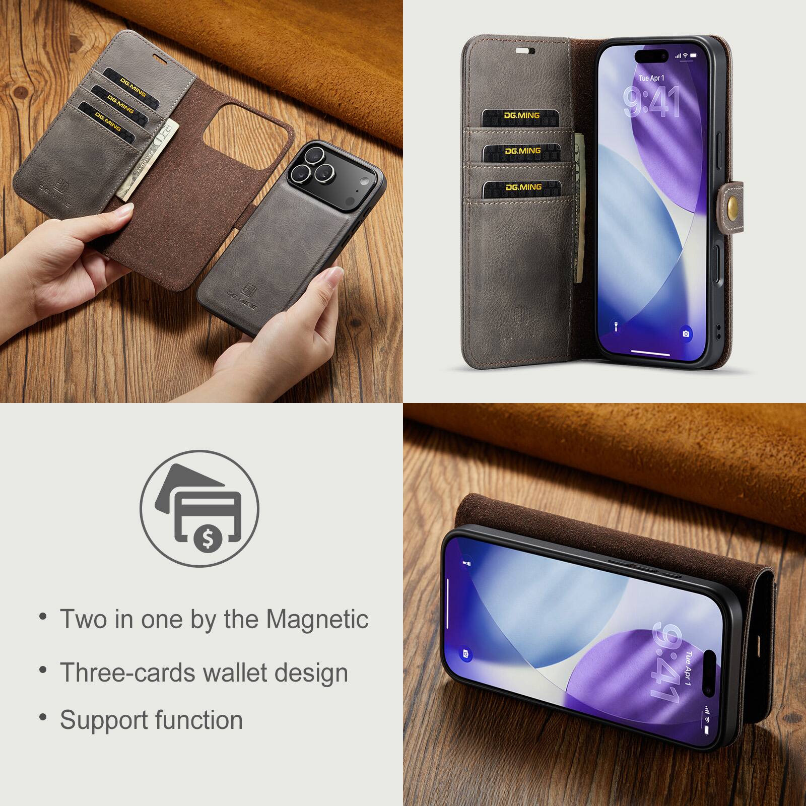 iN mat UIINU LONL DGMIH b PS DGLMING DG.MING OOLMING

Tar Apr - 9:41 & $ Two in one by the Magnetic Three-cards wallet design Support function

9:41 Tue Apr 1 - A i