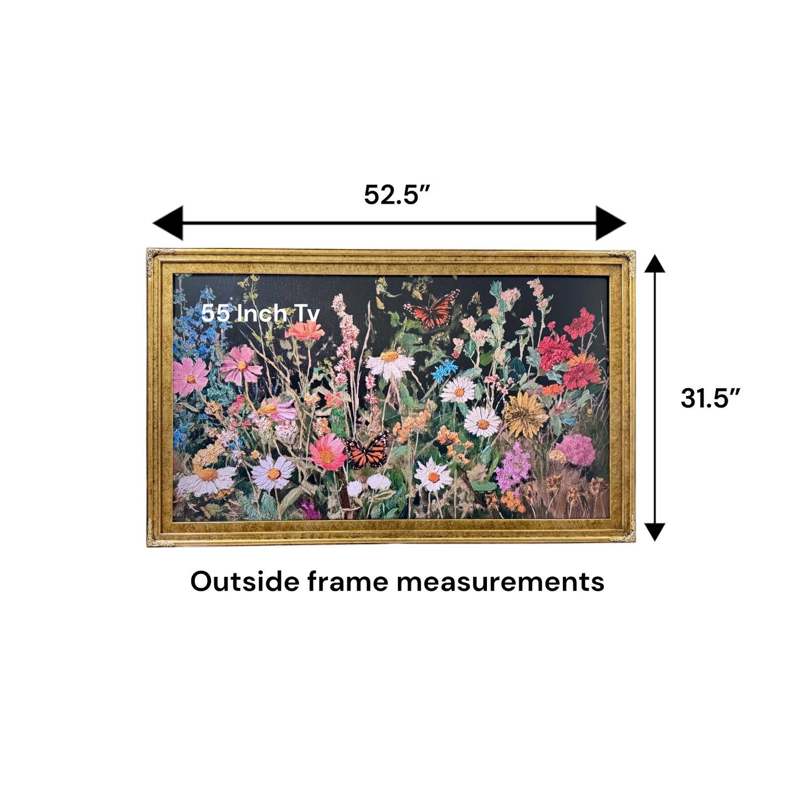 52.5" x 31.5" Outside frame measurements

55" Inch Tv