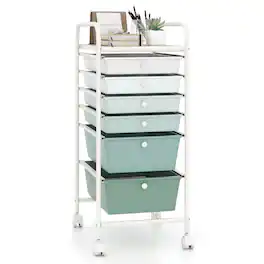 Costway - 6-Drawer Rolling Art & Craft Storage Cart with Removable Drawers & Metal Frame, Lockable Wheels - Gradient Green