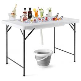 Boyel Living - Folding Camping Ice Bin Patio Table 480in L x 330in W x 320in H - White