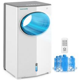 SereneLife - 1800 CFM Portable Evaporative Air Cooler with 4L Tank, Remote & Ice Packs - White