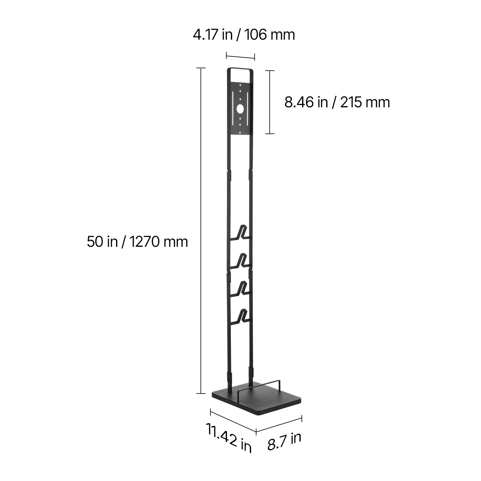 4.17 in / 106 mm  
8.46 in / 215 mm  
50 in / 1270 mm  
11.42 in  
8.7 in