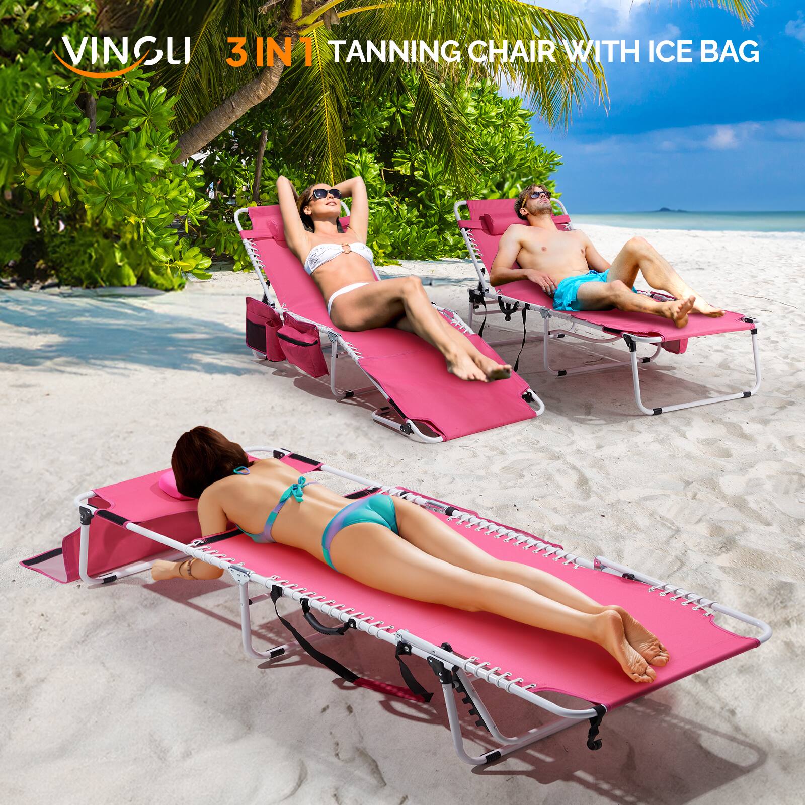 VINGLI 3IN1 TANNING CHAIR WITH ICE BAG