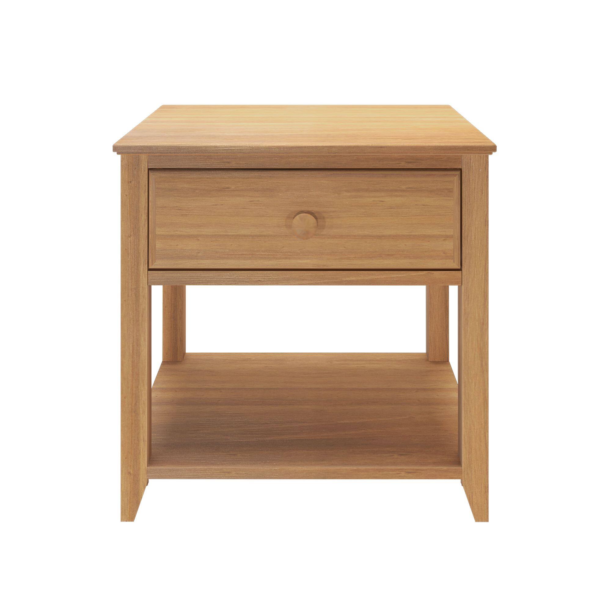 Alt View 2. Plank+Beam - Plank+Beam Solid Wood Nightstand with Drawer and Shelf, Pecan - Pecan.