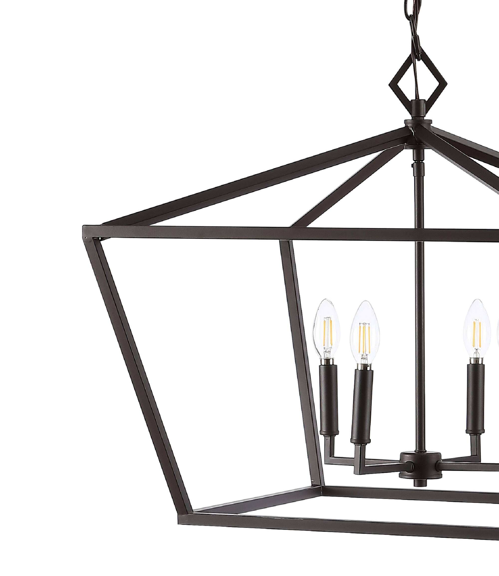 Alt View 4. Jonathan Y - Gatsby 23" 4-Light Adjustable Iron Rustic Glam LED Pendant, Oil Rubbed Bronze - Oil Rubbed Bronze.
