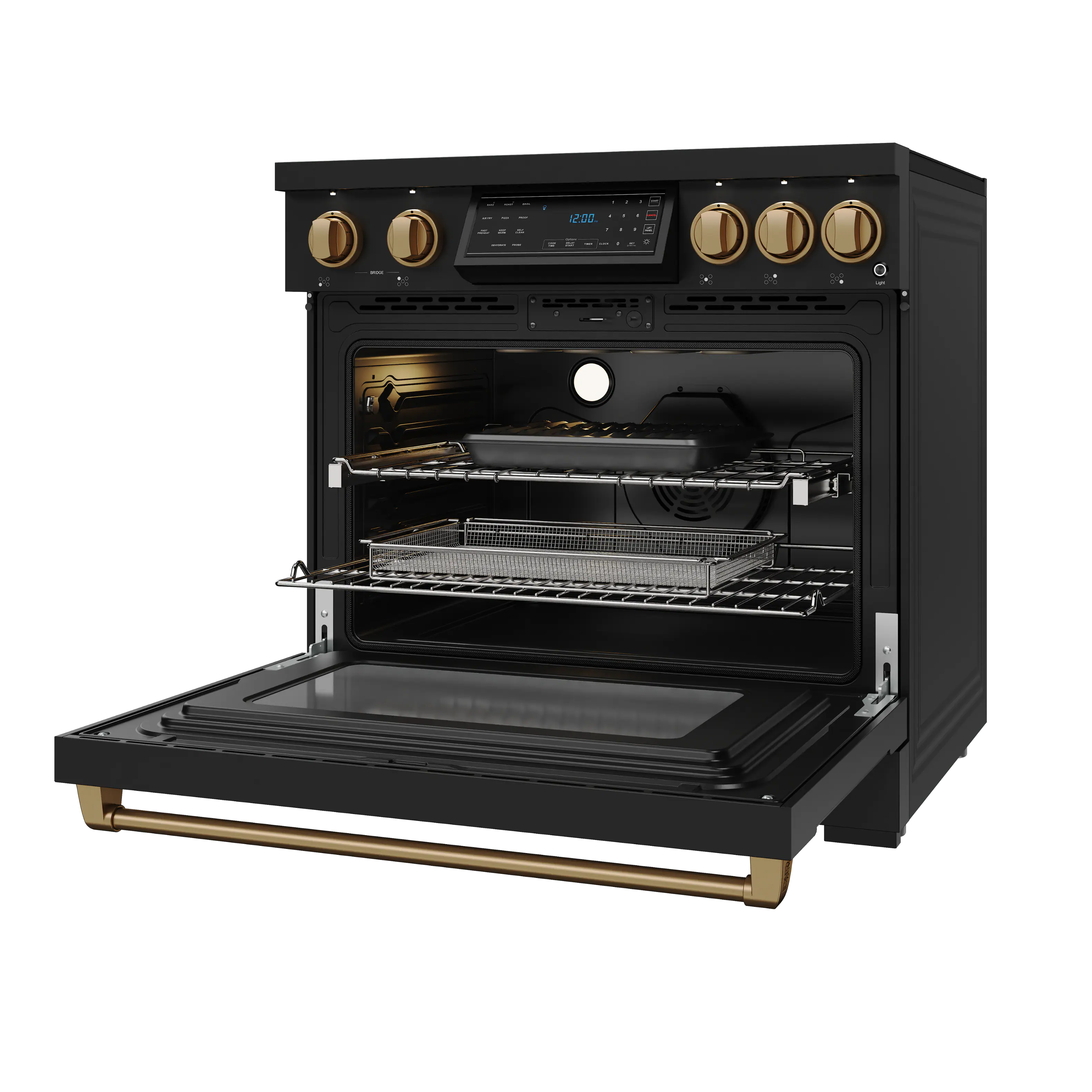 Alt View 2. Thor Kitchen - Gordon Ramsay Series by Thor Kitchen 6.0 Cu. Ft Freestanding Induction Range with Bronze Hardware - Matte Black.