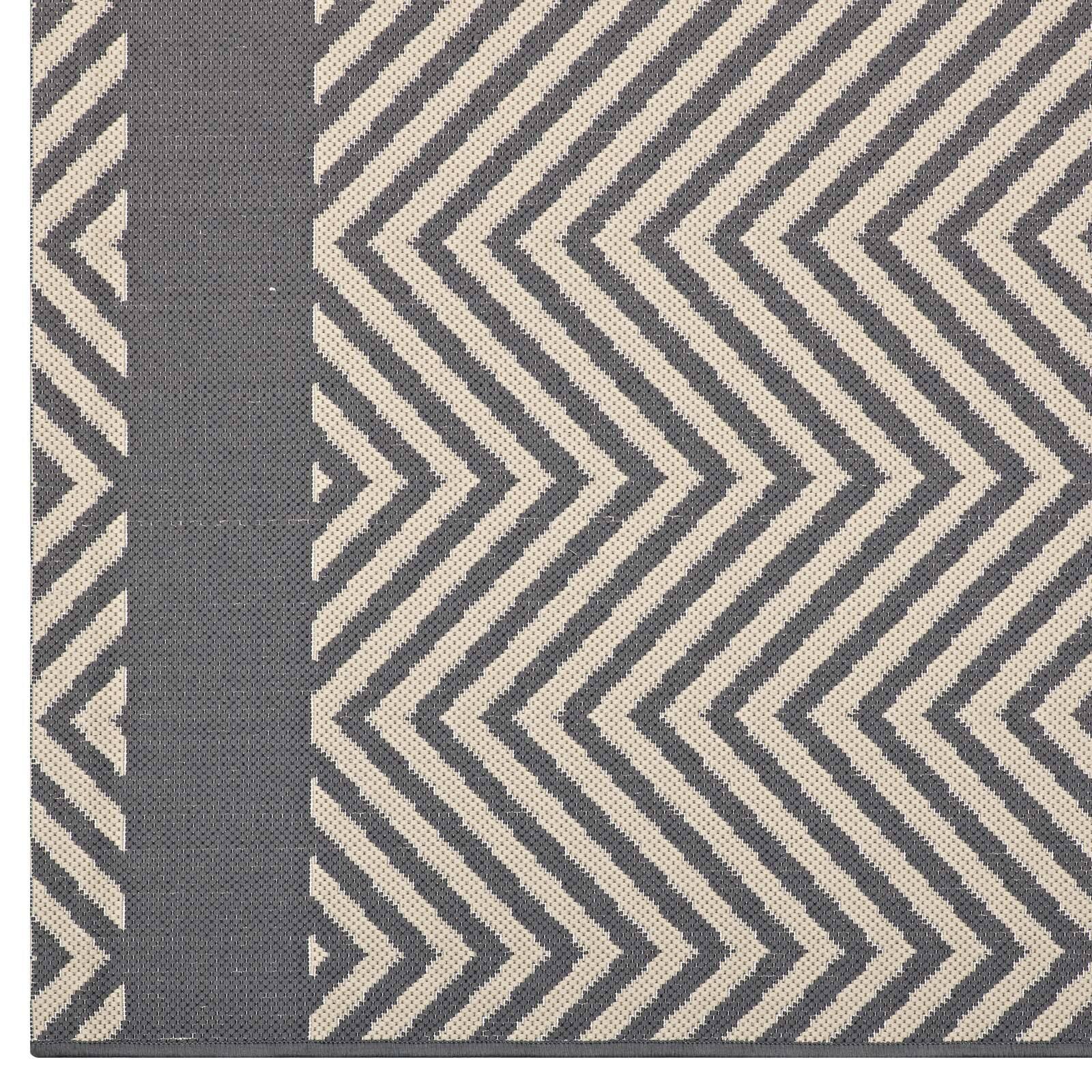 Alt View 2. Modway - Optica Chevron With End Borders Indoor and Outdoor Area Rug - Gray and Beige.