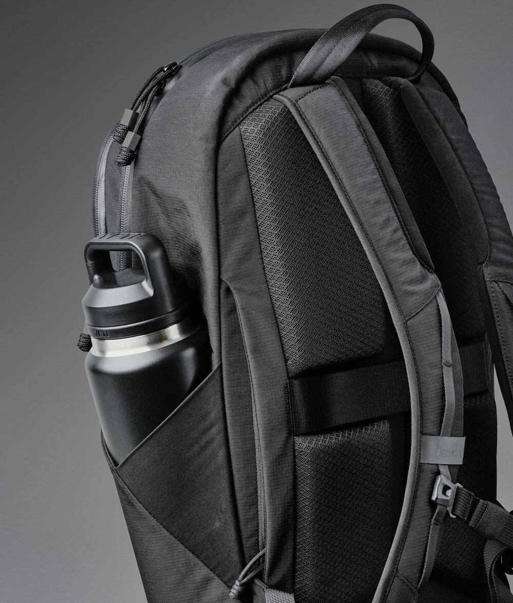 Left. ALPAKA - ALPAKA Bravo Backpack 23L Laptop Backpack with 16" Sleeve Water-Resistant Travel Commuter Backpack - Black Axoflux 400D.