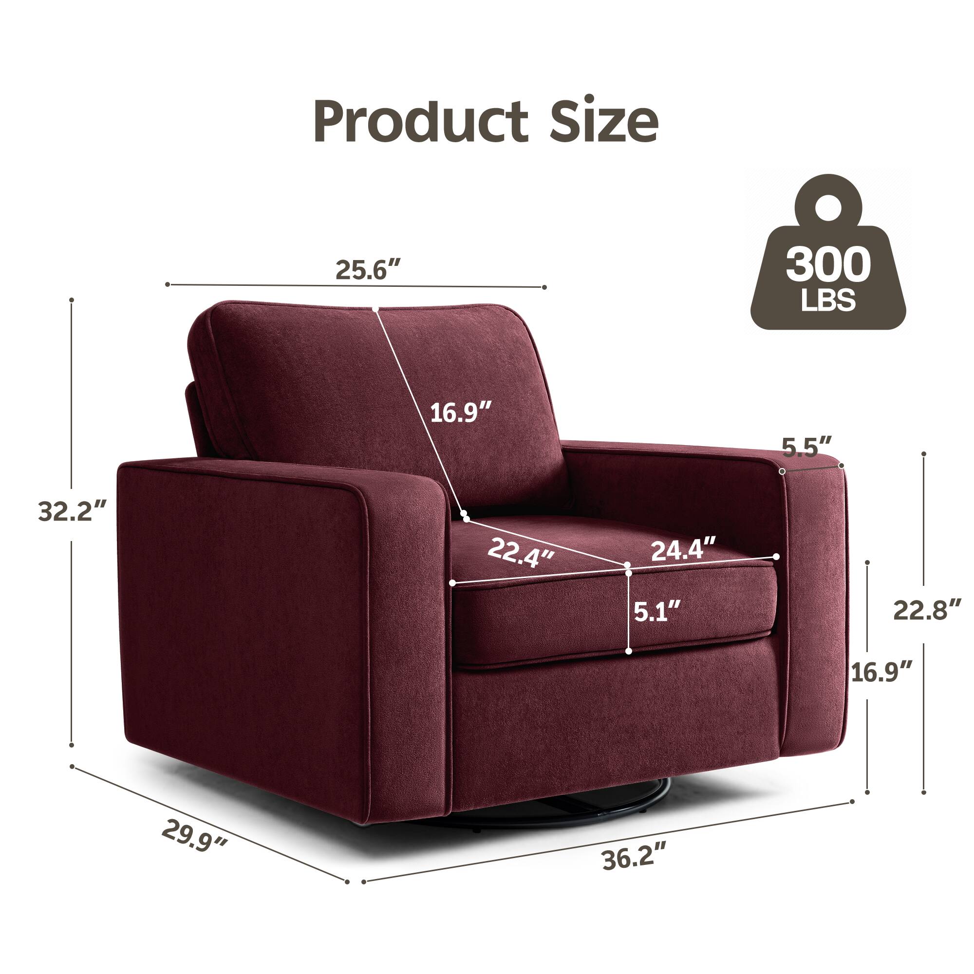 Product Size  
300 LBS  
25.6"  
16.9"  
32.2"  
29.9"  
36.2"  
5.5"  
22.4"  
24.4"  
5.1"  
22.8"  
16.9"