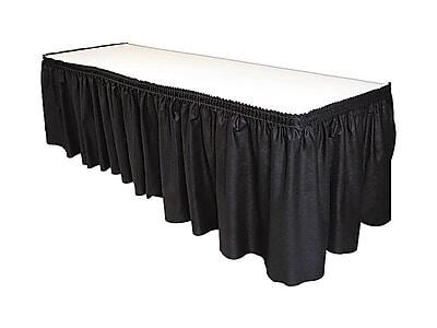 Front. TABLE MATE - Table Mate Linen Soft 14'W x 29"D Solid Skirt - Black.