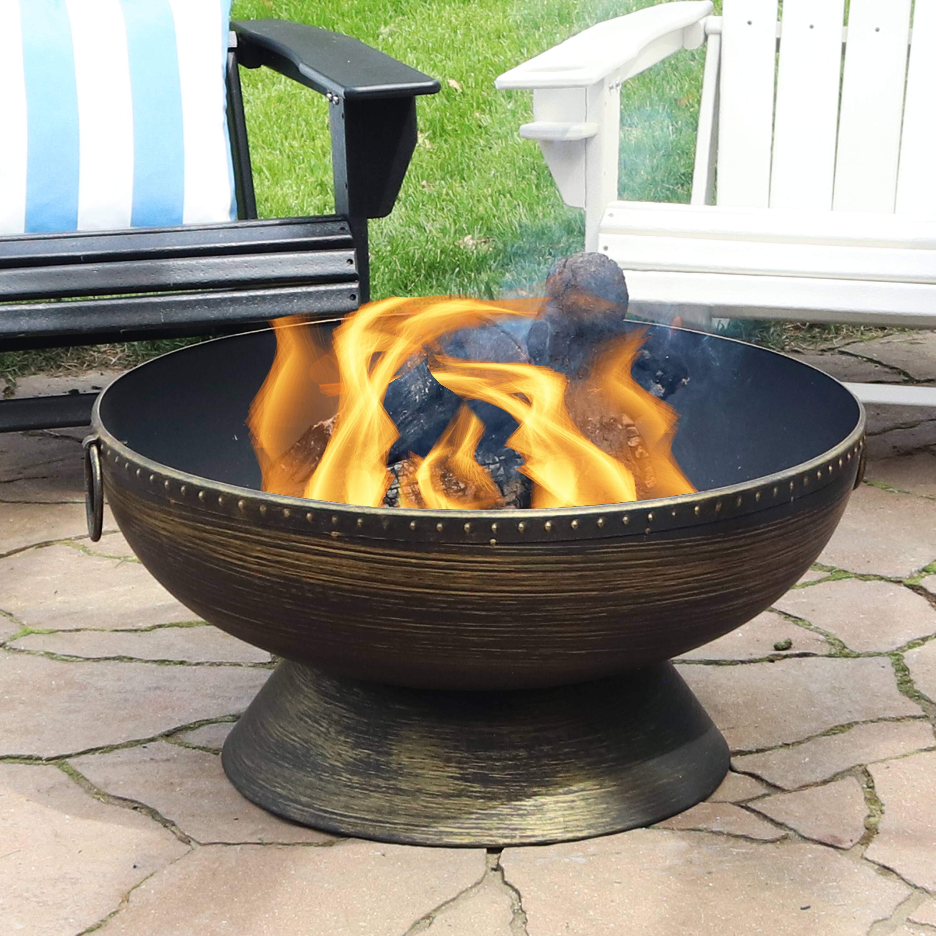 Alt View 9. Sunnydaze - 30 in Steel Fire Pit with Handles, Spark Screen, Poker, and Grate - Black.