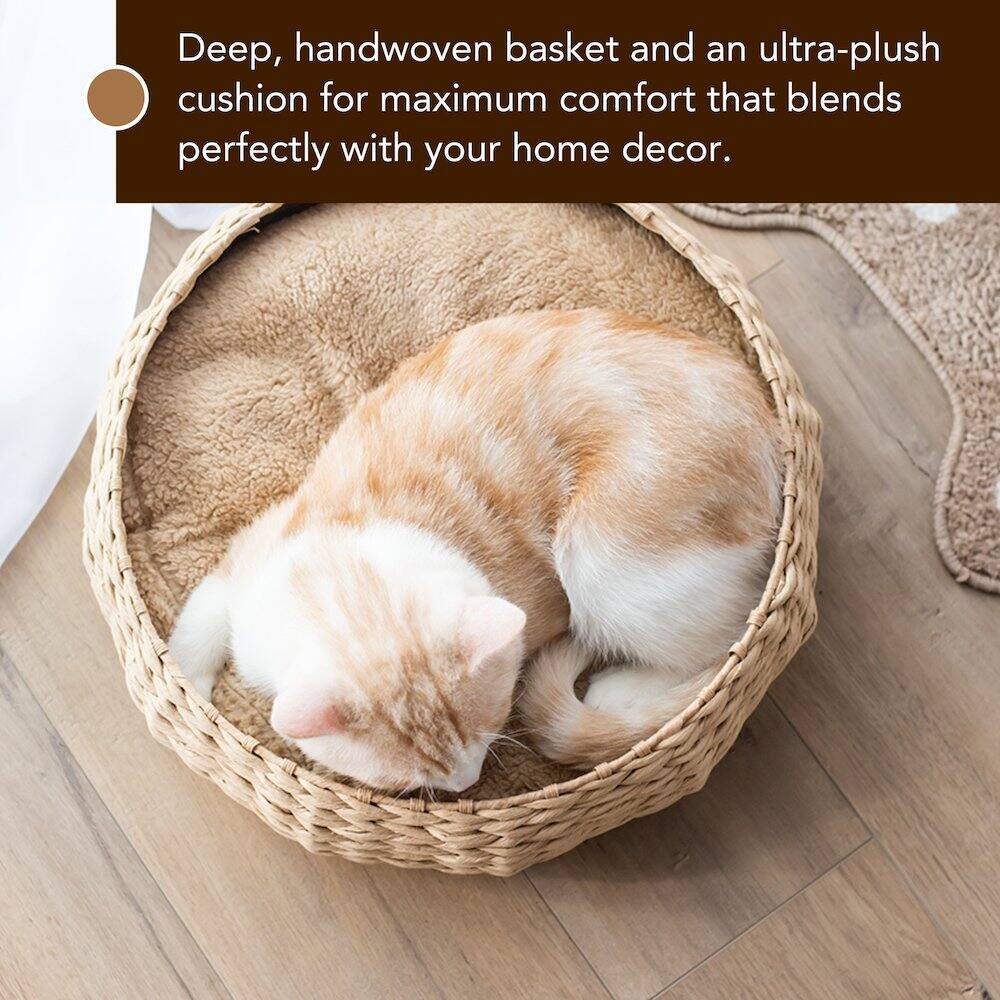 Deep, handwoven basket and an ultra-plush cushion for maximum comfort that blends perfectly with your home decor.