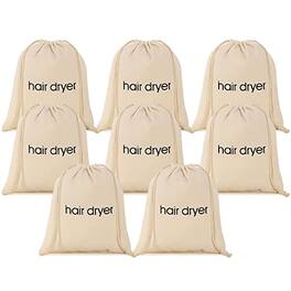 DORLUKFU - 3 | 6 | 8 Pack Hair Dryer Bags Drawstring Bag Container Hairdryer Bag for travel bathroom (8 PCS White)