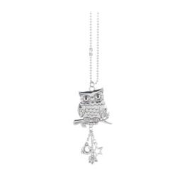 Ganz - Owl Perched on Branch Car Charm 7.5 Inch with Chain - Silver
