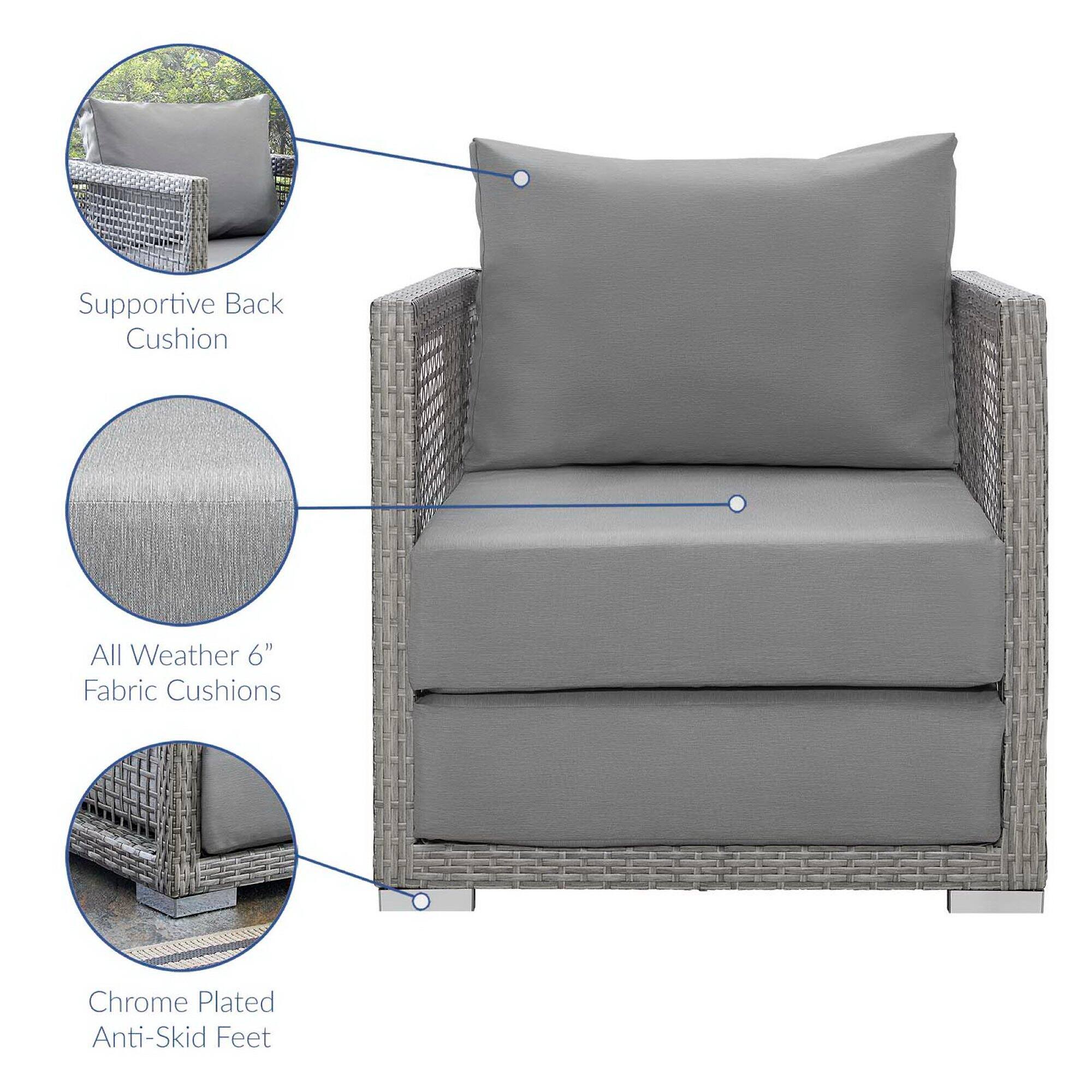 - Supportive Back Cushion
- All Weather 6" Fabric Cushions
- Chrome Plated Anti-Skid Feet