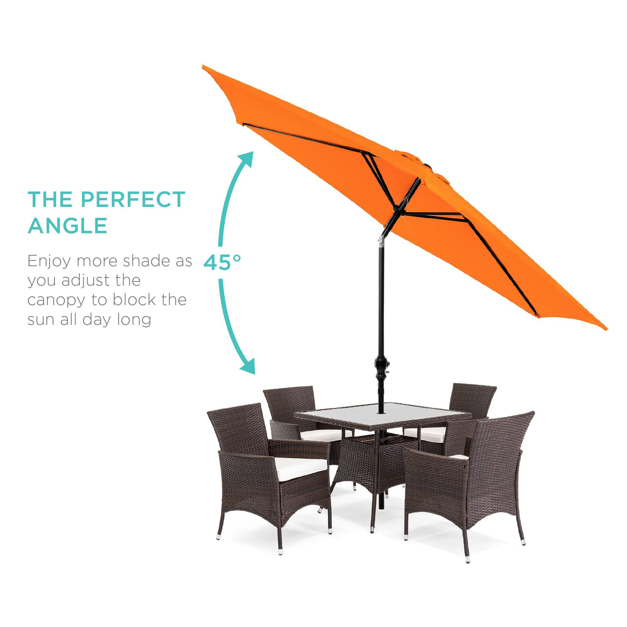 THE PERFECT ANGLE

Enjoy more shade as you adjust the canopy to block the sun all day long

45°