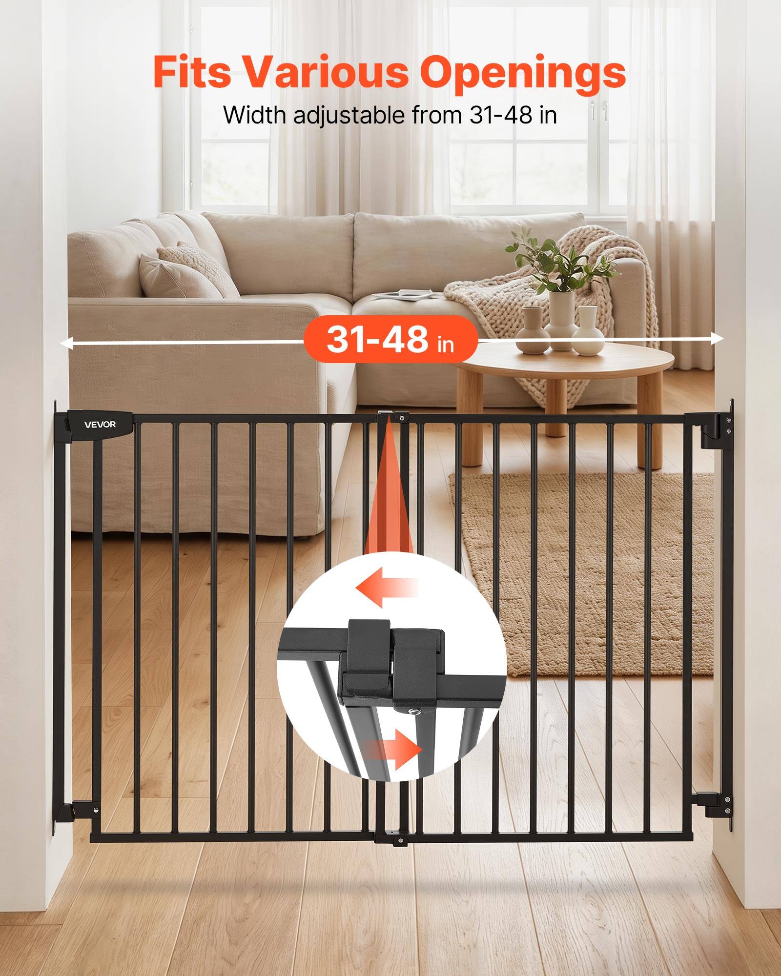 Fits Various Openings  
Width adjustable from 31-48 in  
31-48 in  
VEVOR
