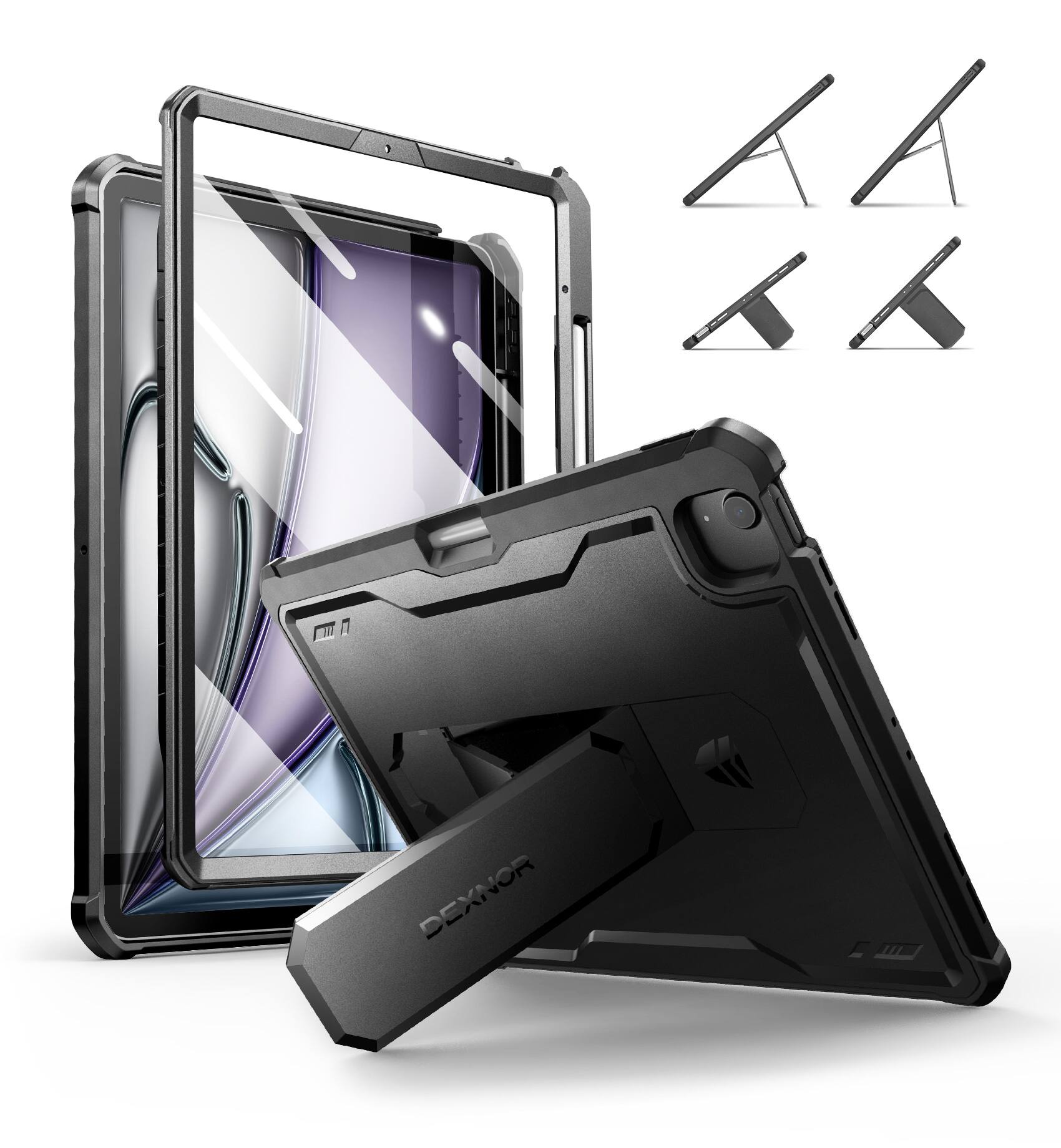 Left. dexnor - Dexnor for iPad Air 13 Inch Case 2025/2024 (M3/M2) with Pencil Holder, - Black.