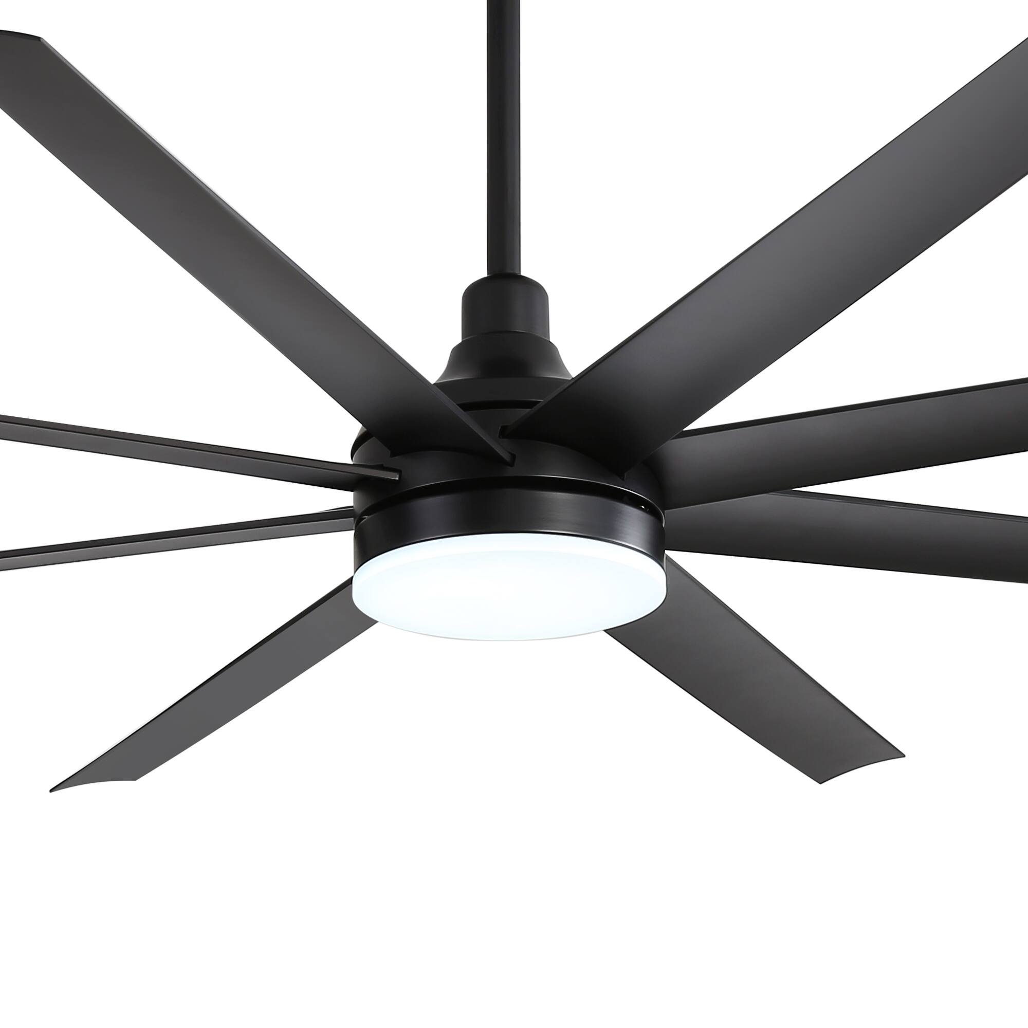 Left. Breezary - 72" Large Indoor Ceiling Fan with Remote, 8 ABS Blades, 6-Speed DC Motor, Timer, 7''/12''Downrods, Light/No Light Option - Black (With Light).