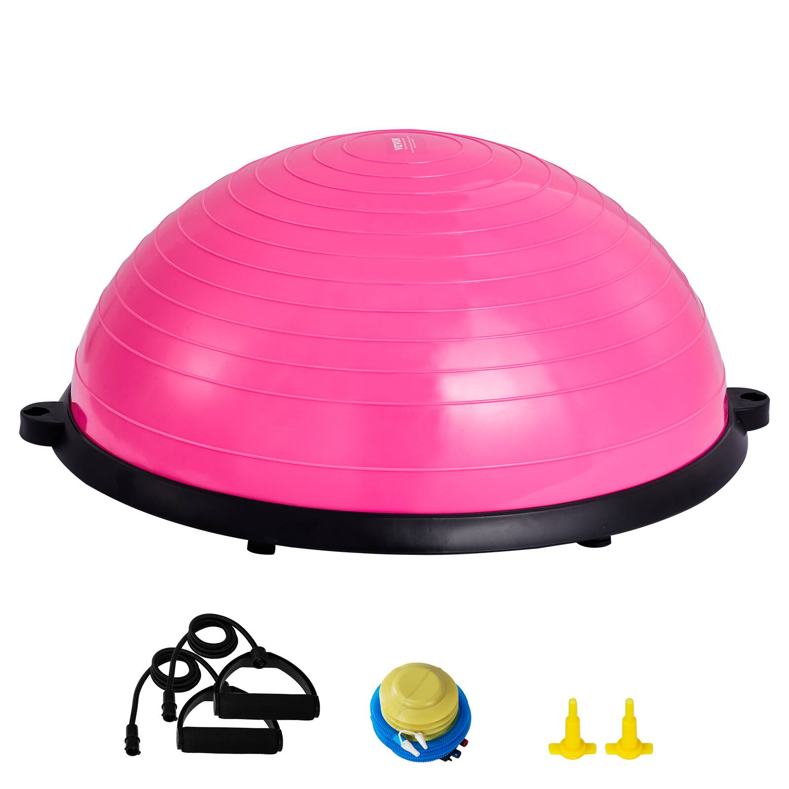 Alt View 5. VEVOR - Half Exercise Ball Trainer, 23 inch Balance Ball Trainer, 660lbs Capacity Stability Ball,Yoga Ball with Resistance Bands - Pink.