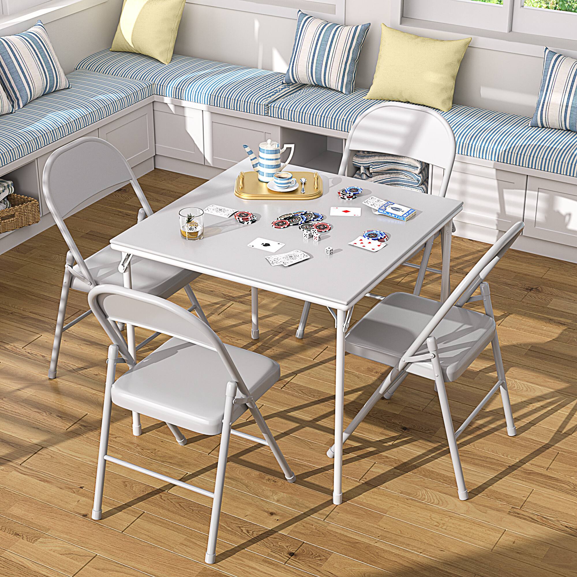 Alt View 1. Vecelo - Folding Card Table - 140 lbs, Camping Table, Suitable for Poker, Games and Indoor and Outdoor, Portable Design - Grey.