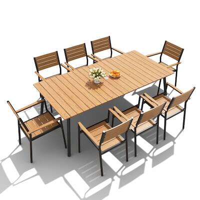 Alt View 10. Crestlive Products - Crestlive Products Water Proof 7/9/11pc Patio Dining Set Aluminum Frame Rectangle Table Stackable Stationary Arm Chairs - Brown-9PC.