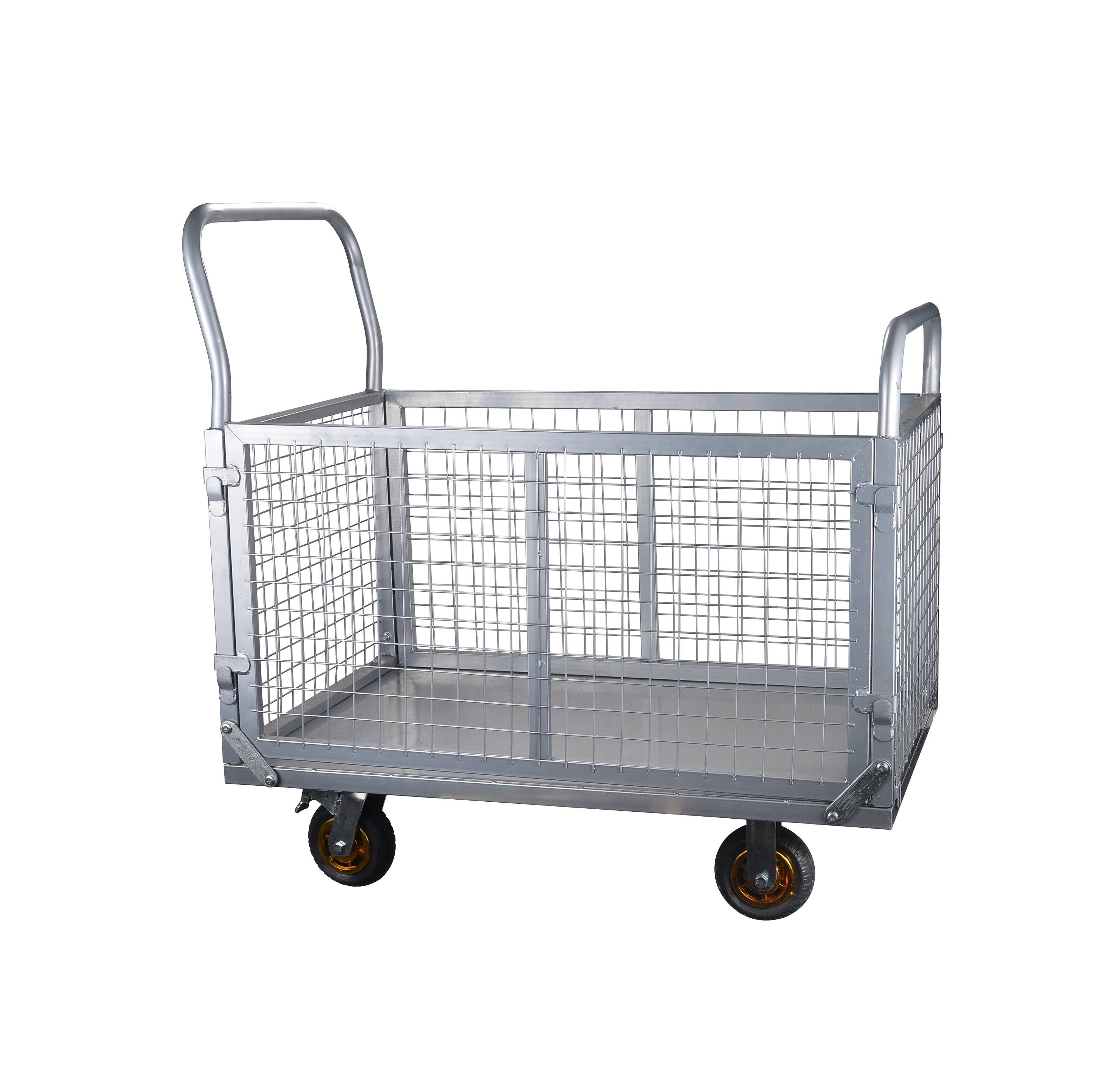 Alt View 1. LOVMOR - 6-in-1 Platform Truck with Cage, Foldable Push Cart with Swivel Wheels, 1800-Lb Capacity - Silver grey.