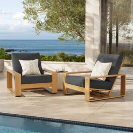 Lirienne Outdoor Patio Aluminum Faux Wood Armchairs Set of 2 by Modway - Charcoal Natural