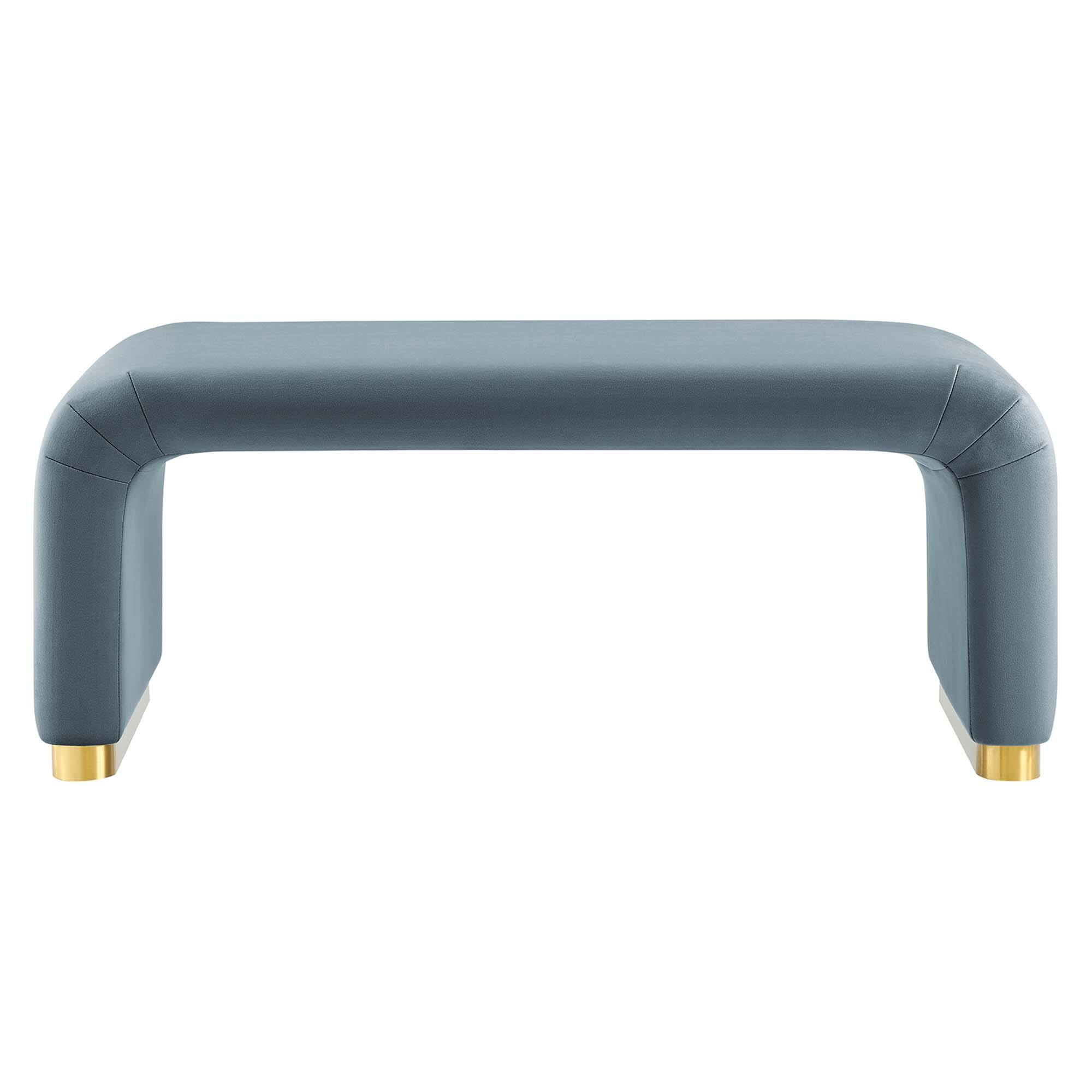 Alt View 4. Modway - Koda Performance Velvet Waterfall Ottoman by Modway - Brass Cadet Blue.