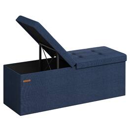 Songmics Home - 43 Inches Storage Ottoman, Foldable Storage Bench with Flipping Lid, 660 lb Load Capacity, for Entryway, Living Room - Midnight Blue