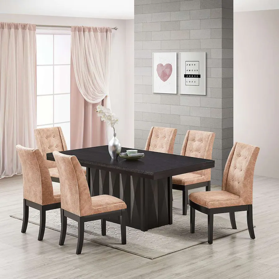 Format Table Stting Kings Brand Furniture 7 Piece Dining Set Table with 6 Chairs Cappuccino ...
