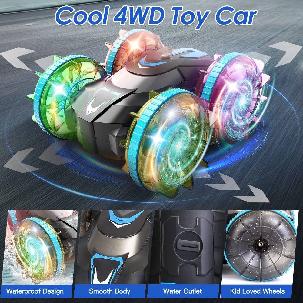 Loheer Amphibious RC Car Waterproof Stunt Car with Wrist Controller 4WD ...