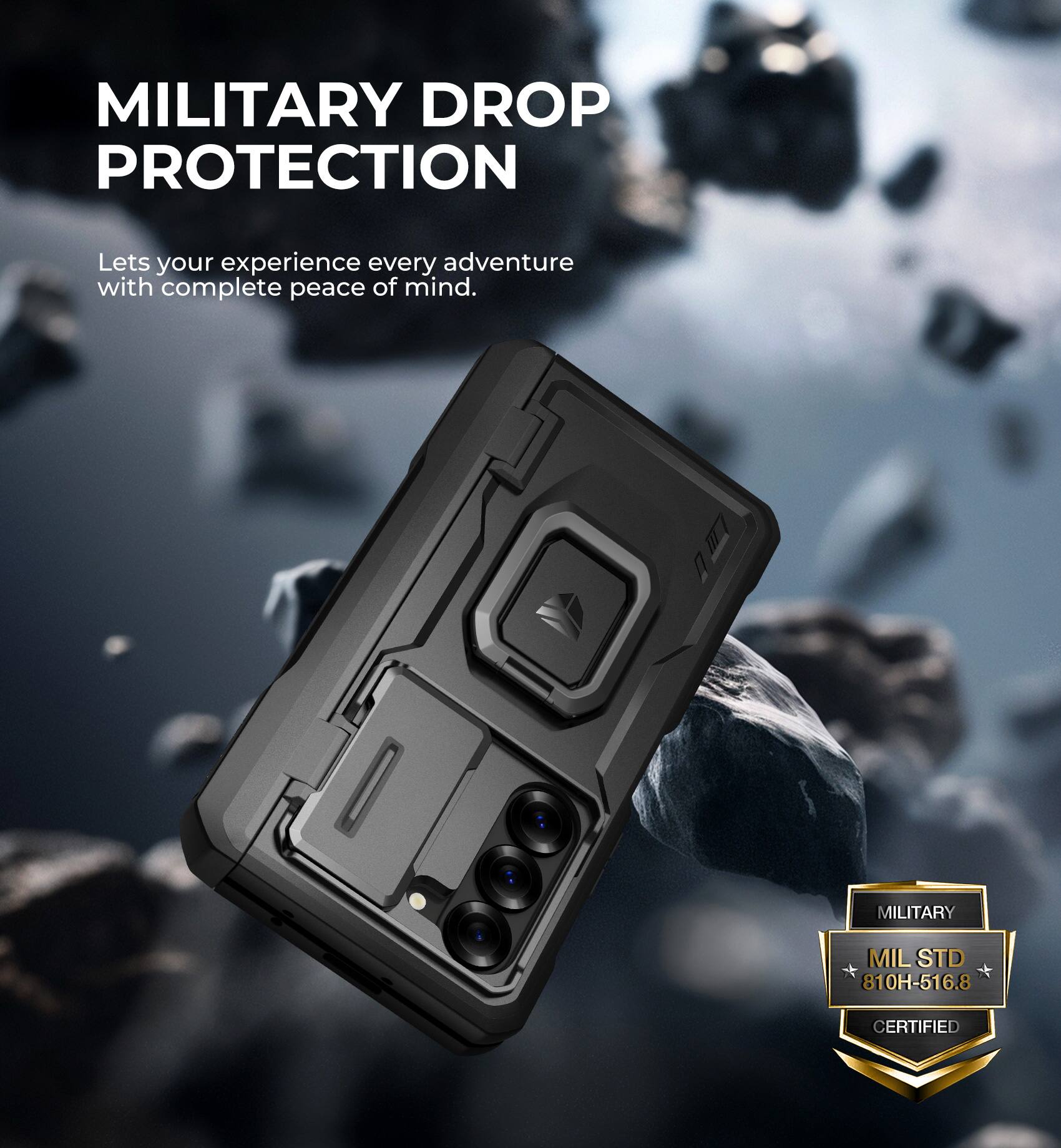 MILITARY DROP PROTECTION
Lets your experience every adventure with complete peace of mind.
LU MILITARY MIL STD 810H-516.8 CERTIFIED