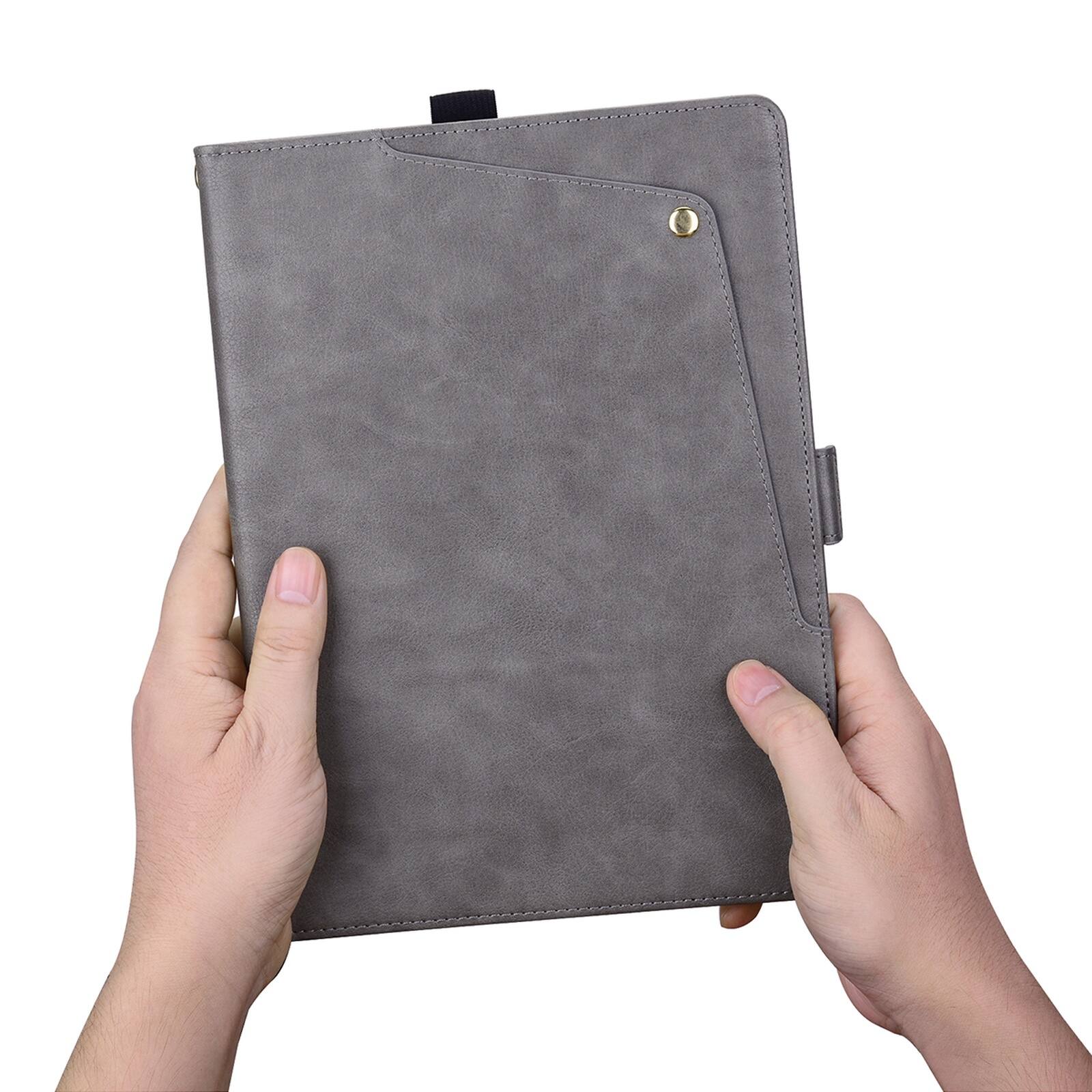 Alt View 4. Dteck - Case For Apple iPad mini (A17 Pro) 2024/iPad mini 6th Business Premiun Leather Folio Adjustable Stand Card Slots Cover - Gray.