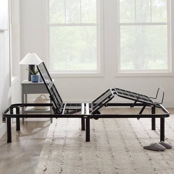 Angle. Hivvago - Hivvago Twin XL Size Electric Head Foot Adjustable Bed Base with Remote - Black.