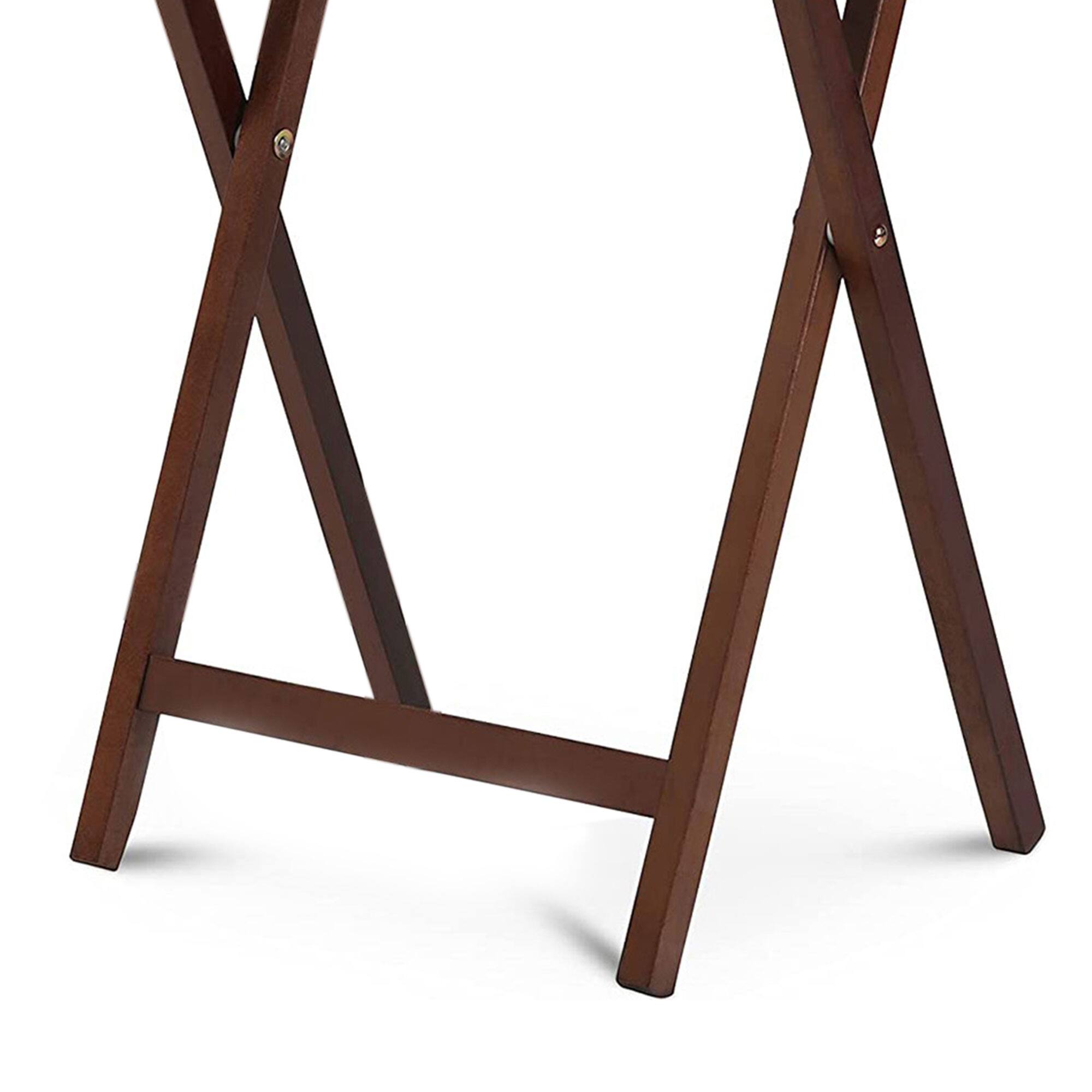 Alt View 8. PJ Wood - PJ Wood Folding TV Tray Portable Living Room Snack Table, 2 Piece Set, Honey Oak - Black.