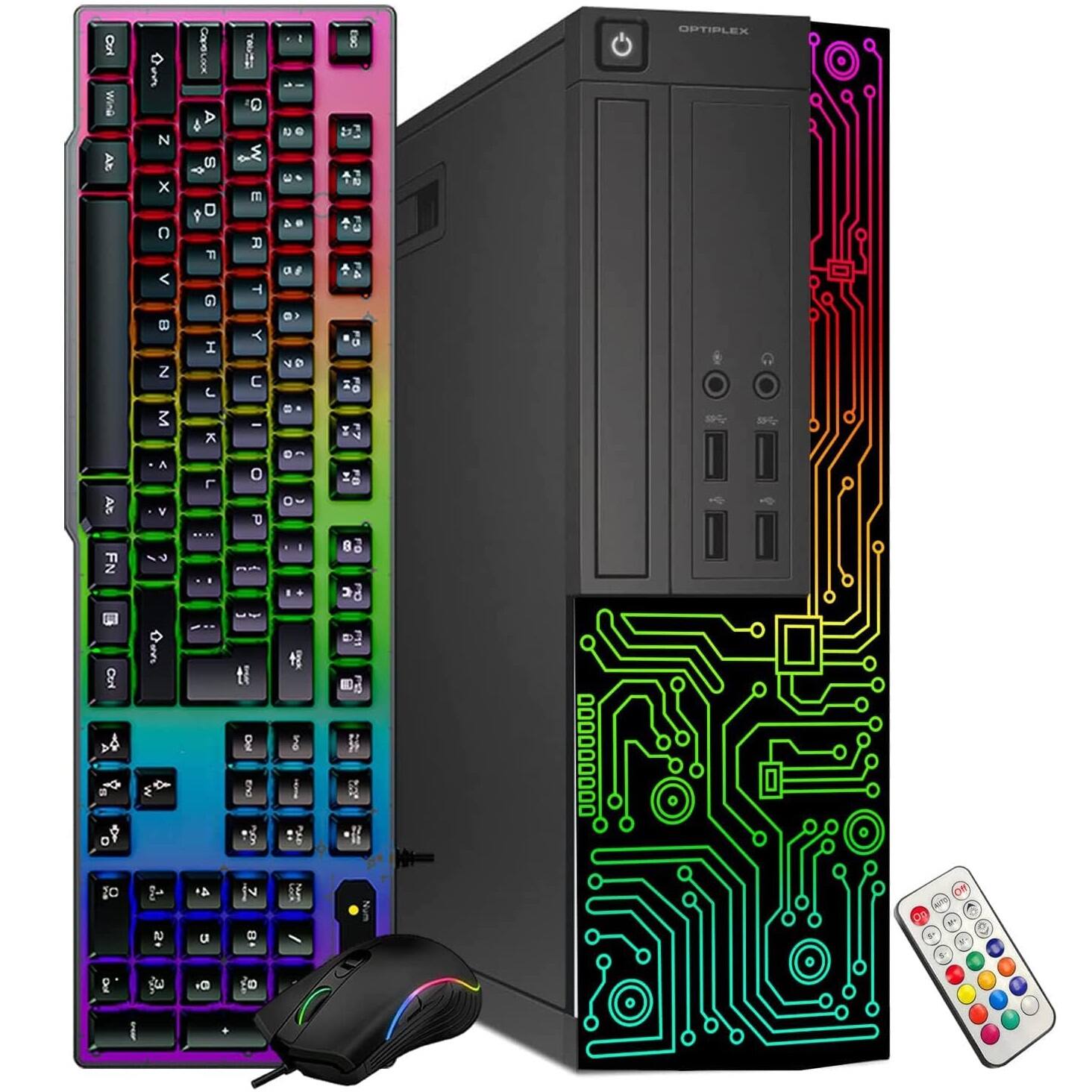 Sure, here is the corrected and grouped text from the image:

**Keyboard:**
- Caps Lock
- Shift
- Ctrl
- Alt
- Windows
- A B C D E F G H I J K L
- Z X C V B N M
- Q W E R T Y U I O P
- 1 2 3 4 5 6 7 8 9 0
- FN
- Ctrl
- Alt
- Windows
- Esc
- F1 F2 F3 F4 F5 F6 F7 F8 F9 F10 F11 F12
- Print Screen
- Scroll Lock
- Pause
- Insert
- Home
- Page Up
- Delete
- End
- Page Down
- Num Lock
- Num Pad (0-9, +, -, *, /, Enter, etc.)

**Computer Tower:**
- OPTIPLEX

**Mouse:**
- (No visible text)

**Remote Control:**
- (No visible text)

**Additional Text:**
- Ourl Wing Ak wo N x O < B Z M Cape Look 4 A S - o m G I K I w m R T < C I