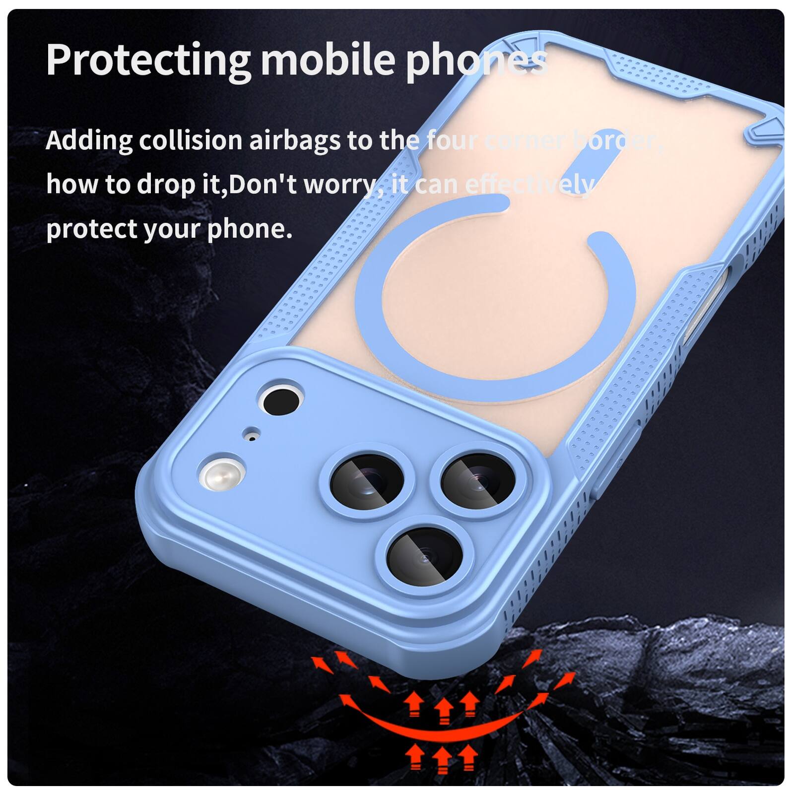 Protecting mobile phones

Adding collision airbags to the four corner border, how to drop it, Don't worry, it can effectively protect your phone.