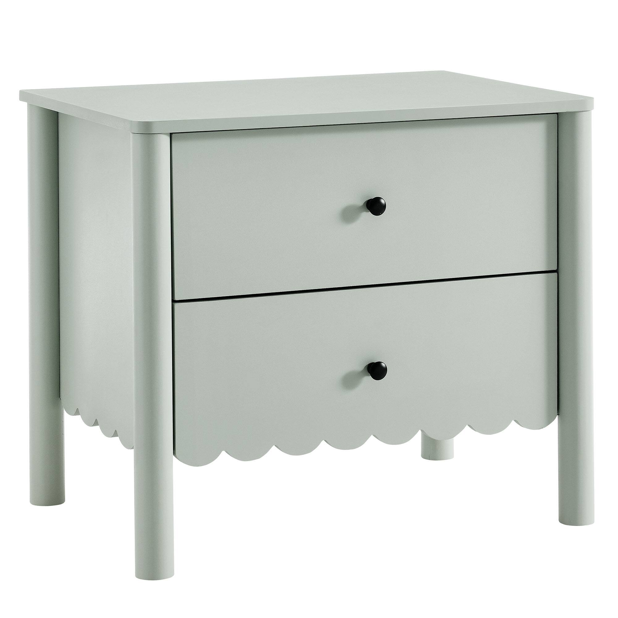 Angle. Modway - Emmeline Scalloped 2-Drawer Nightstand by Modway - Sage.