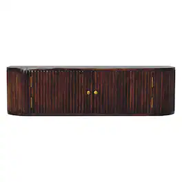Artisan Furniture - Solid Wood Chunky Chestnut Wall Mounted Console, 2 Doors - Dark Brown