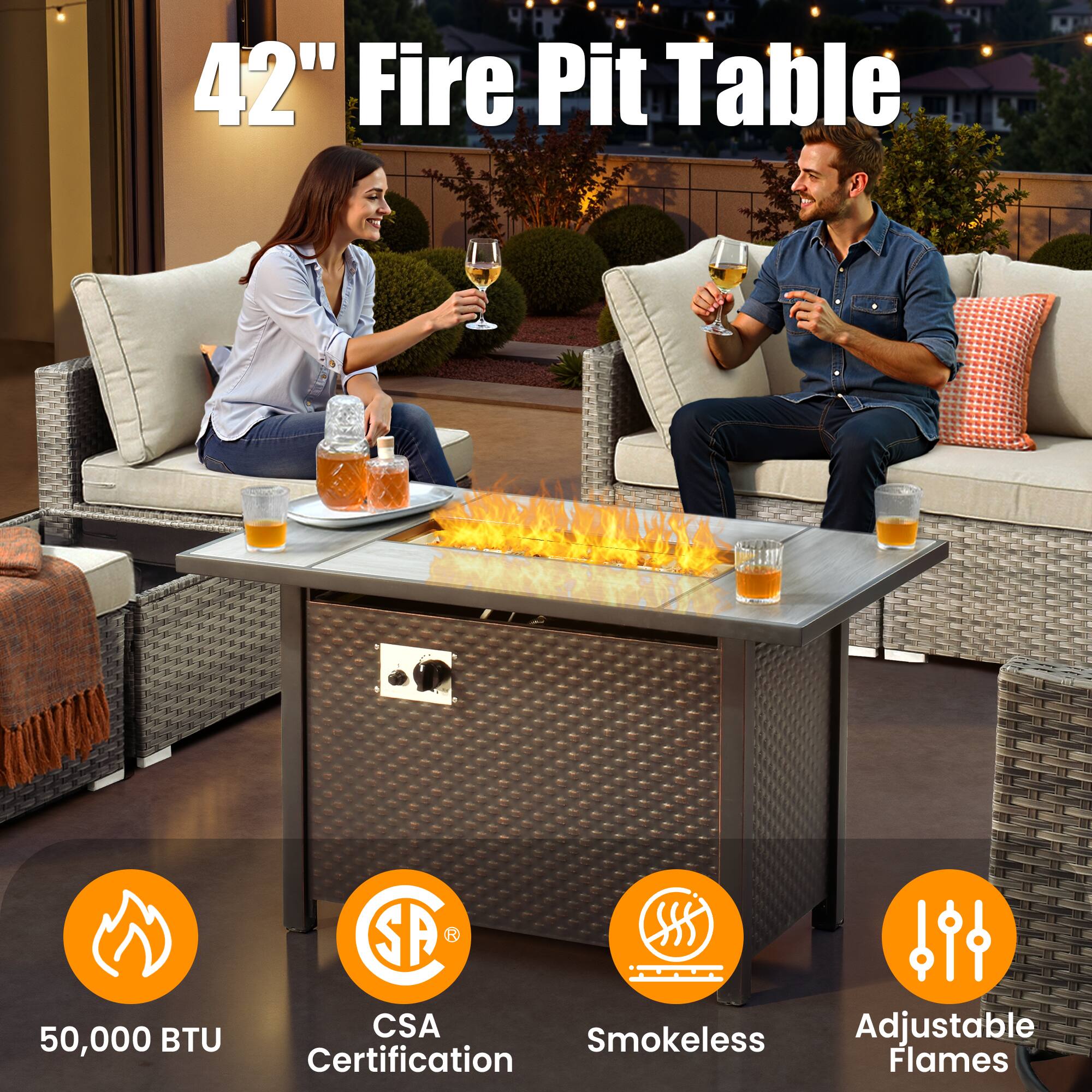 42" Fire Pit Table

- 50,000 BTU
- CSA Certification
- Smokeless
- Adjustable Flames