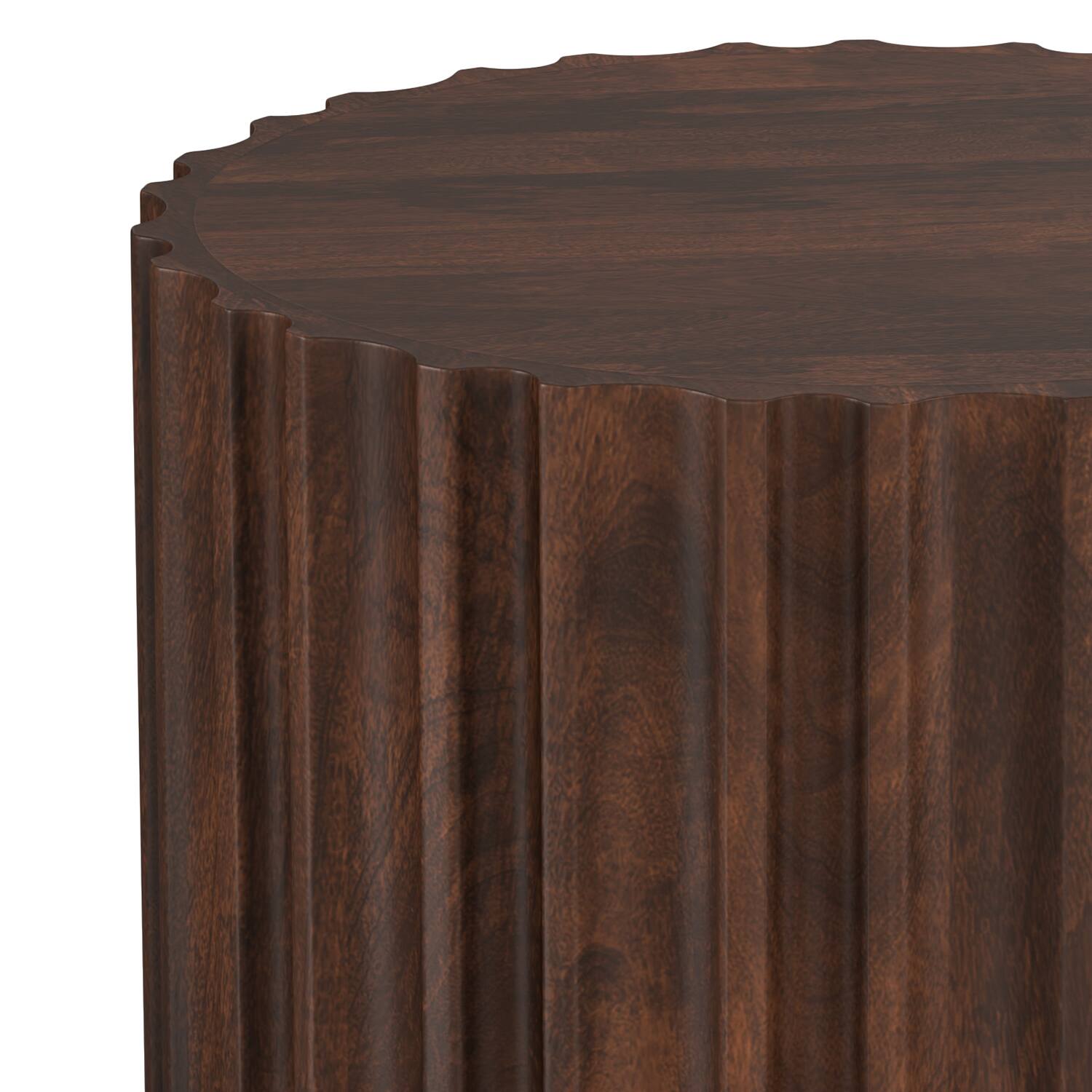 Alt View 5. Simpli Home - Rolf 16 inch Wide Solid Mango Boho Contemporary End Table in Walnut Brown, Assembled - Walnut Brown.