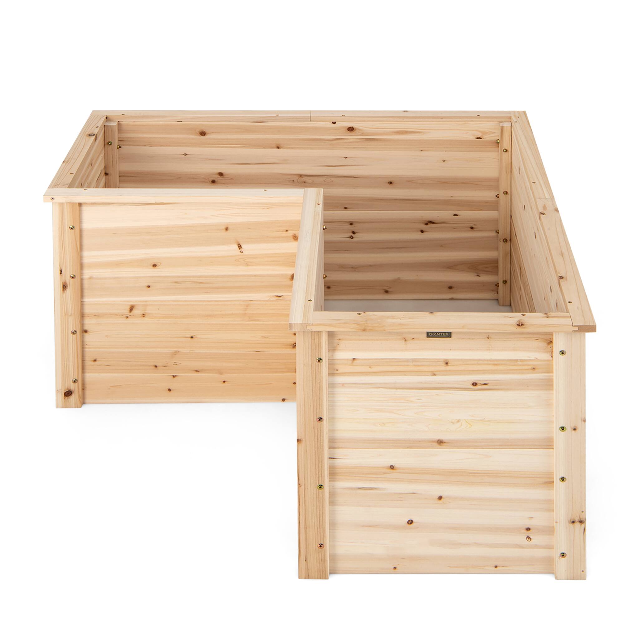 Alt View 2. Costway - 24'' L-Shaped Deep Root Planter Box Wooden Raised Garden Bed with Open-Ended Base - Natural.