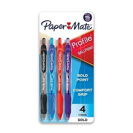 Paper Mate - Profile Retractable Ballpoint Pen, Bold Point, 4/Pack - Assorted Ink